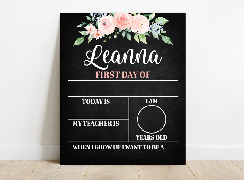 Floral Personalized School Sign
