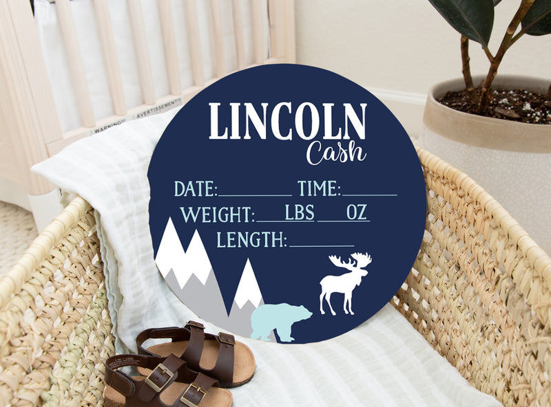 Woodland Birth Stat Sign