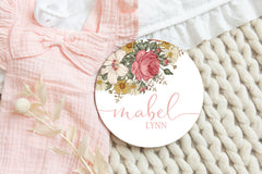 Vintage Floral Baby Girl Name Sign