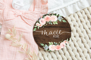 Floral Baby Girl Name Sign