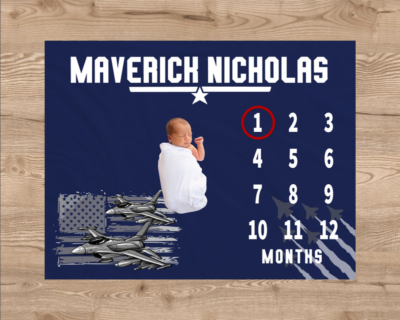 Jet Boy Milestone Blanket