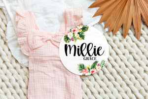 Tropical Floral Baby Girl Name Sign