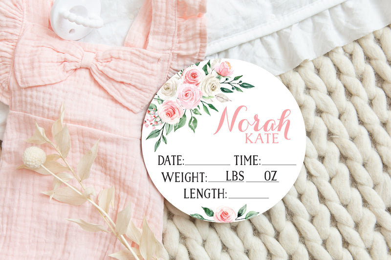 Rose Round Birth Stat Sign