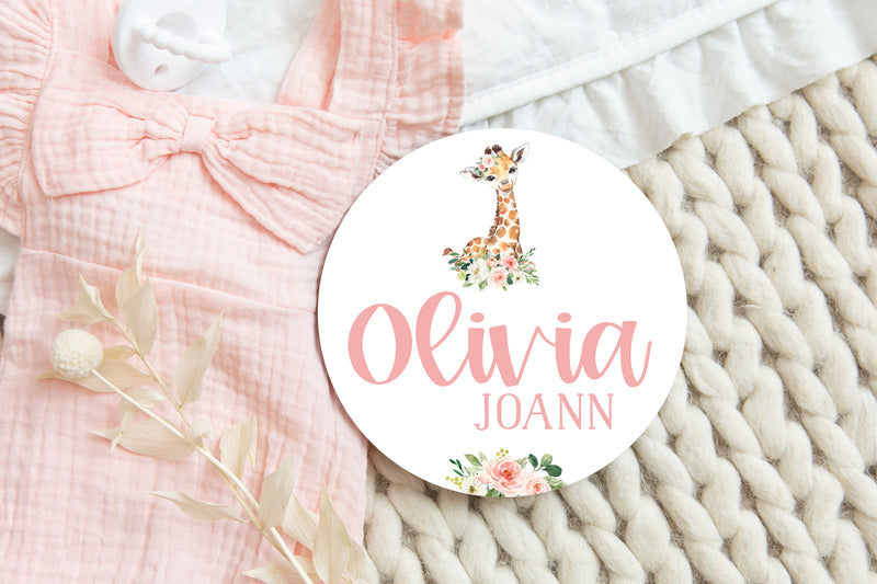 Giraffe Baby Girl Name Sign