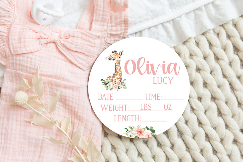 Giraffe Birth Stat Sign