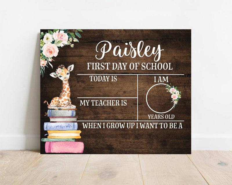 Giraffe Personalized School Sign
