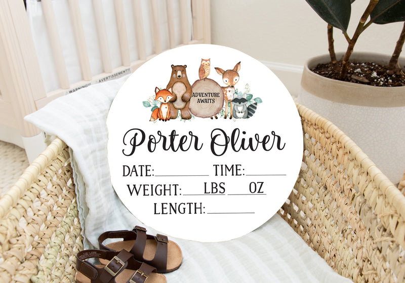 Woodland Birth Stat Sign