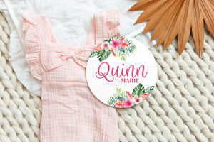 Tropical Floral Baby Girl Name Sign