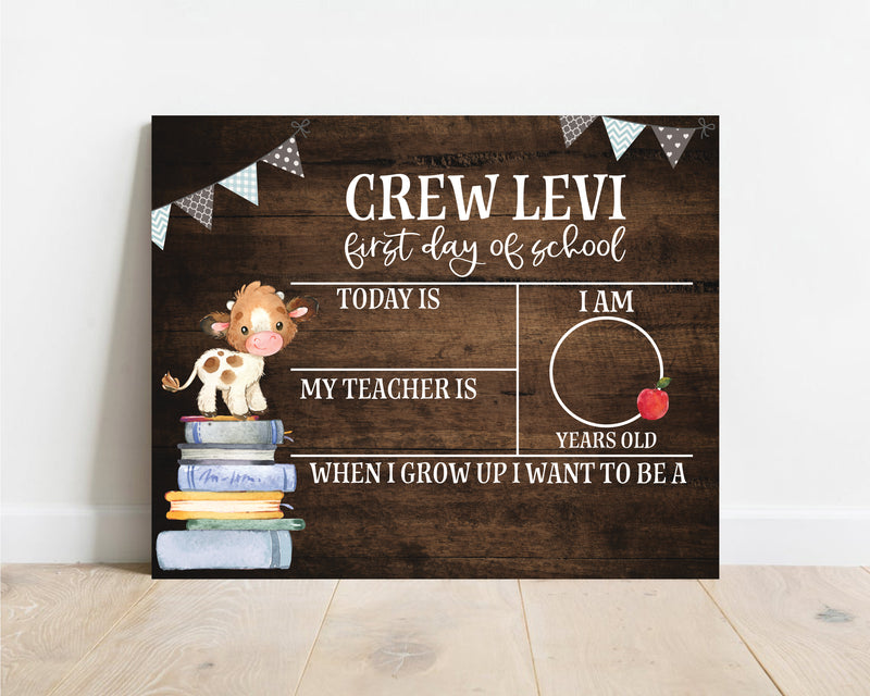 Personalized Cow School Sign