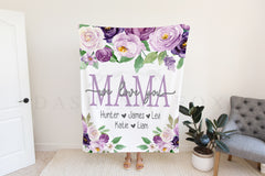 Purple Floral Personalized Mom Blanket
