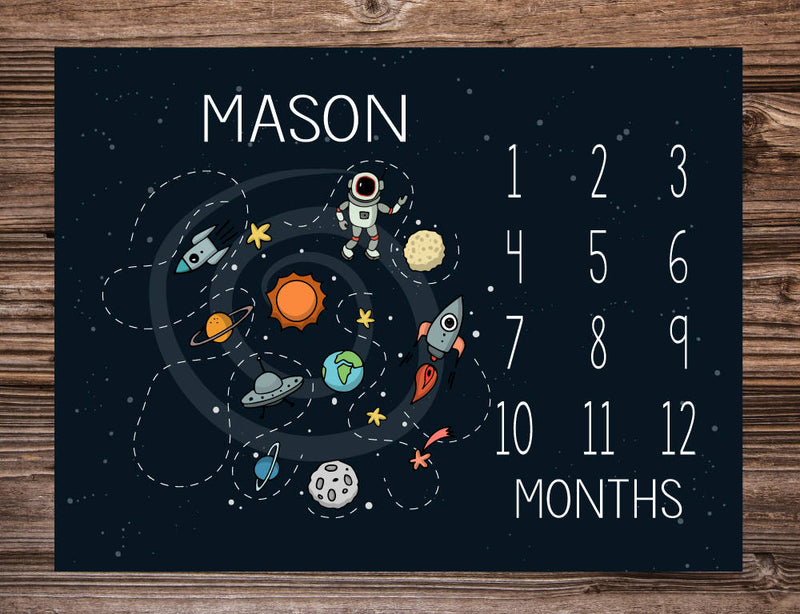 Outer Space Boy Milestone Blanket