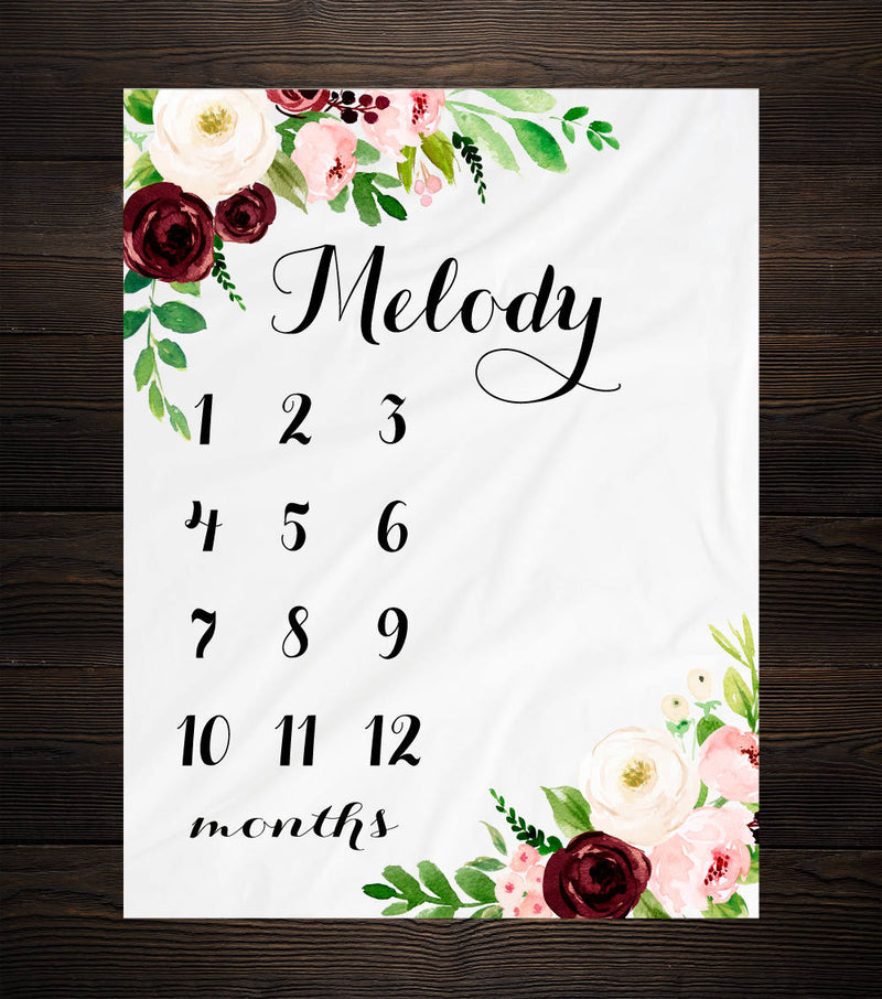 Burgundy and Pink Milestone Blanket