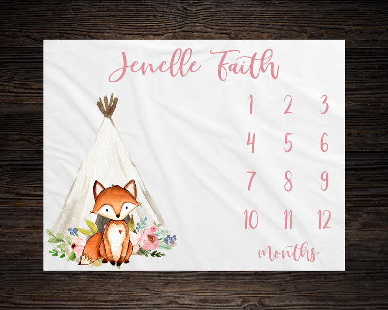 Fox Girl Milestone Blanket