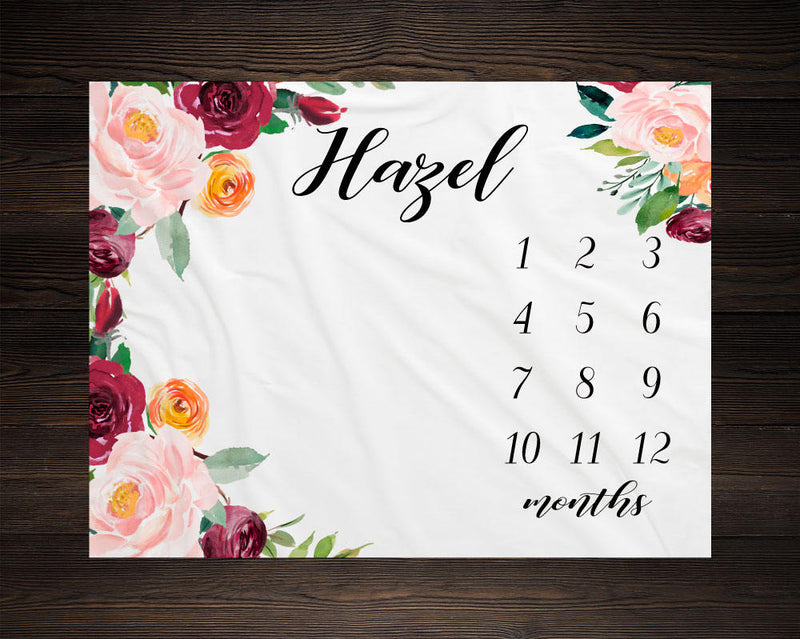 Floral Girl Milestone Blanket