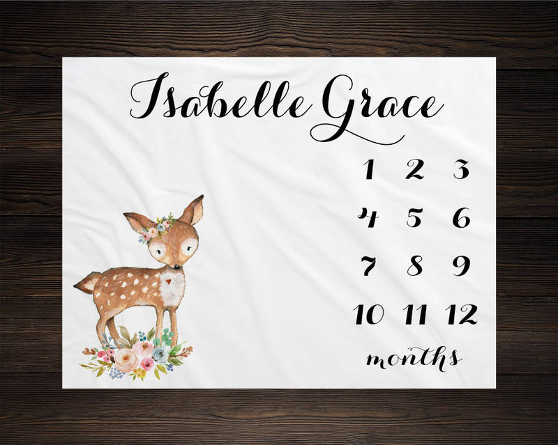 Deer Girl Milestone Blanket