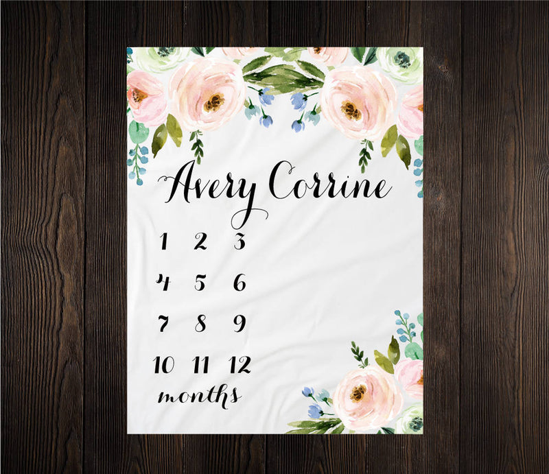 Pink Floral Milestone Blanket