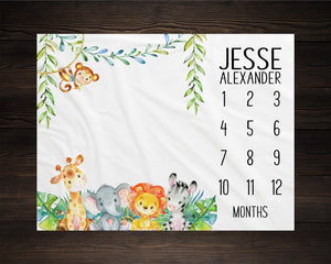 Safari Boy Milestone Blanket