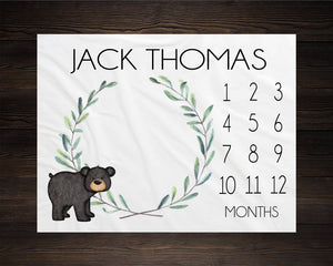 Bear Boy Milestone Blanket