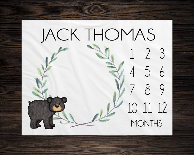 Bear Boy Milestone Blanket
