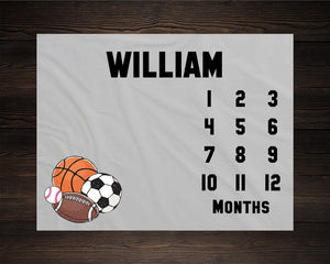 Sports Boy Milestone Blanket