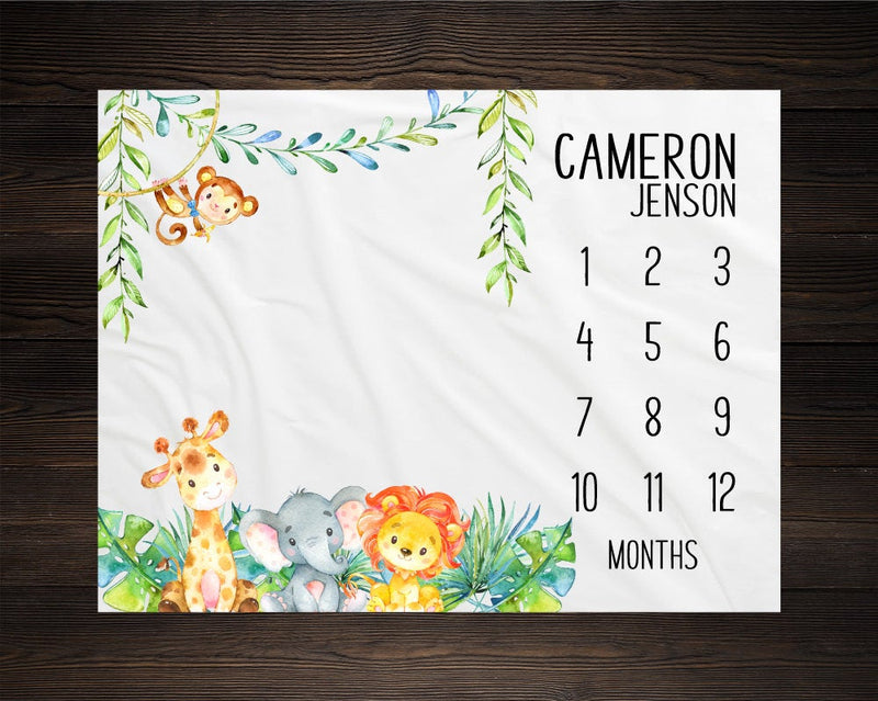 Safari Animal Boy Milestone Blanket