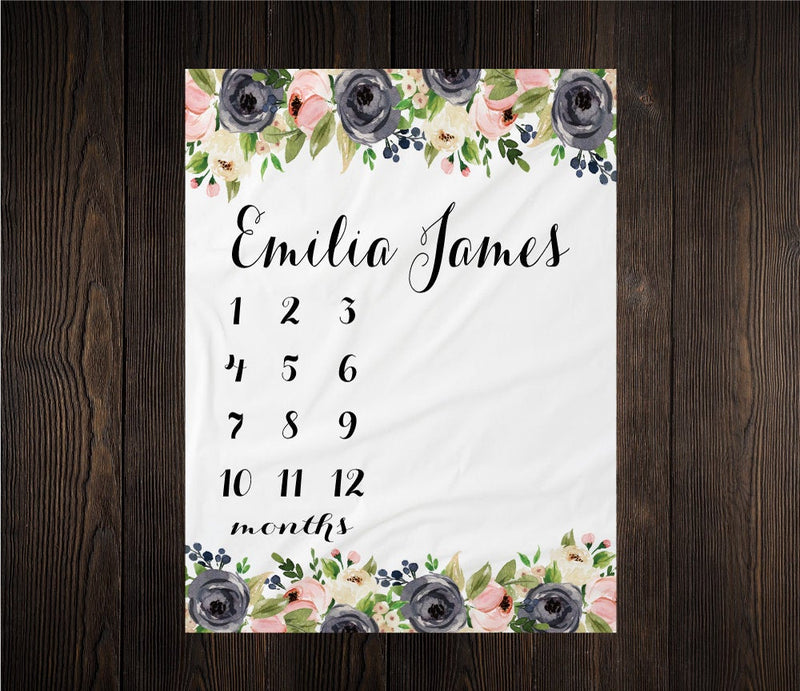 Floral Girl Milestone Blanket