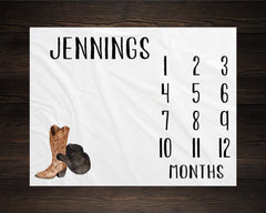 Cowboy Boy Milestone Blanket