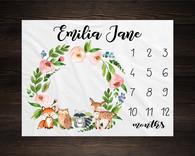 Woodland Wreath Milestone Blanket