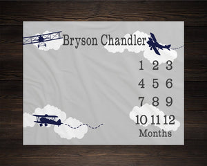 Airplane Boy Milestone Blanket