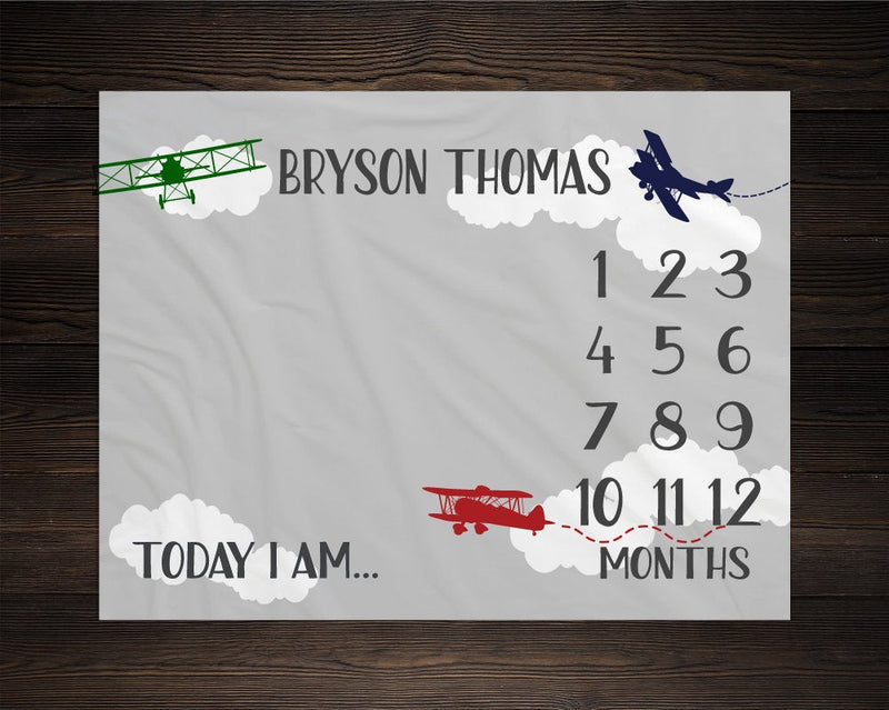 Airplane Boy Milestone Blanket