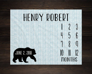 Boy Bear Milestone Blanket