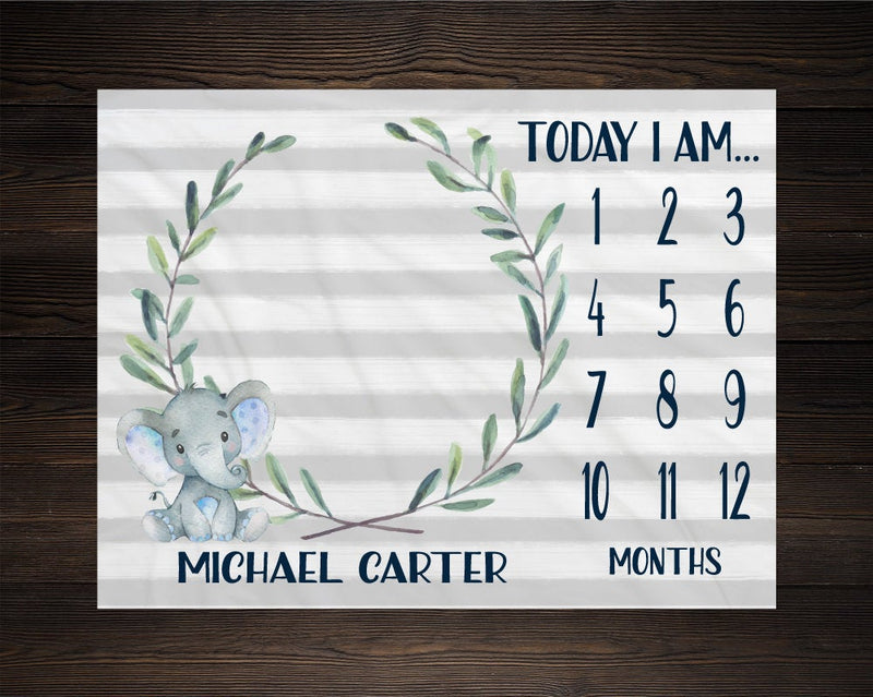Elephant Boy Milestone Blanket