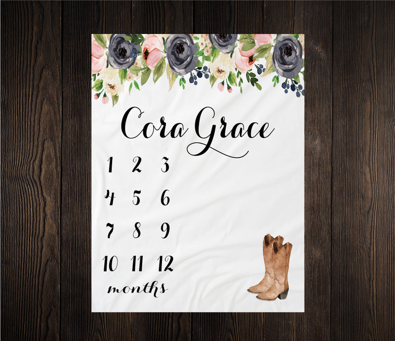 Cowgirl Boots Milestone Blanket