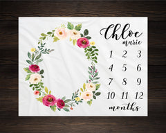 Floral Wreath Milestone Blanket