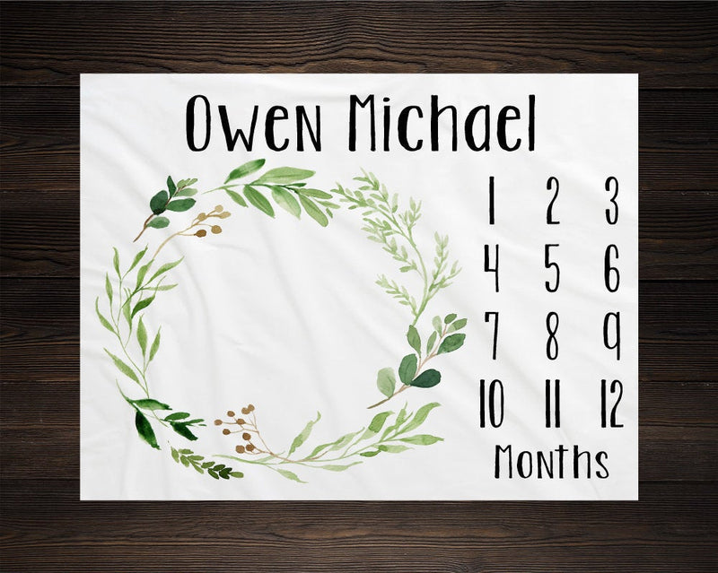 Greenery Wreath Milestone Blanket