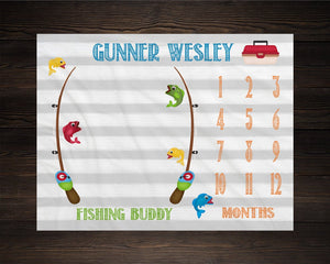 Fishing Buddy Boy Milestone Blanket