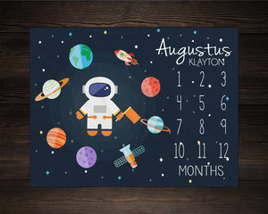 Outer Space Boy Milestone Blanket