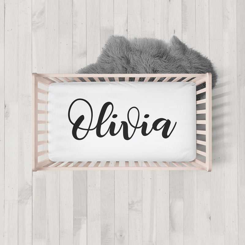 Personalized Crib Sheet Name Sheet Baby Girl Nursery Decor Toddler Sheet Custom Fitted Crib Bedding Baby Shower Gift