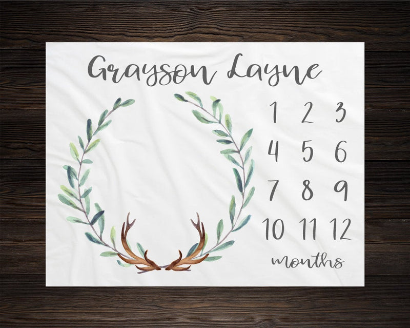 Antler Laurel Boy Milestone Blanket