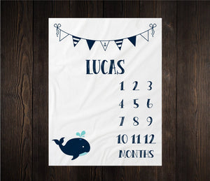 Nautical Whale Milestone Blanket