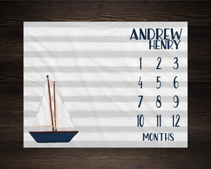 Sail Boat Milestone Blanket