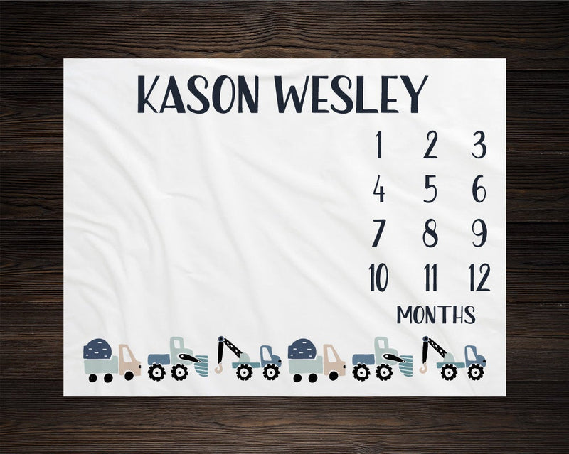 Trucks Boy Milestone Blanket