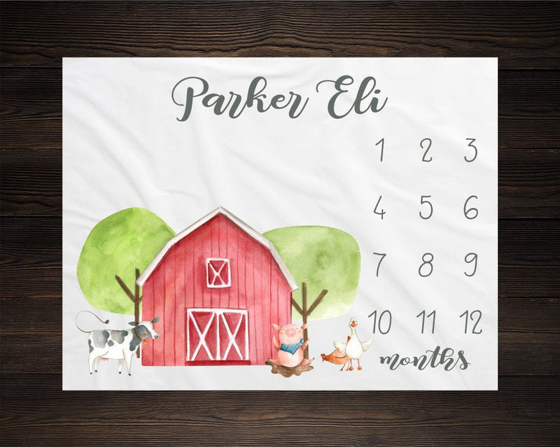 Watercolor Farm Boy Milestone Blanket