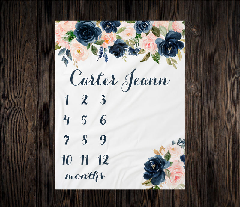 Navy and Pink Milestone Blanket