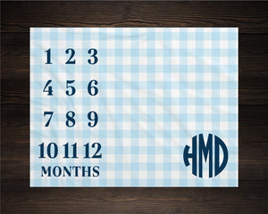 Plaid Monogram Milestone Blanket