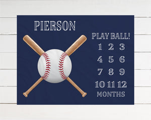 Baseball Milestone Blanket Monthly Growth Tracker Soft Fleece Sports Blanket Baby Shower Gift Newborn Gift Blanket Watch Me Grow Baby Boy