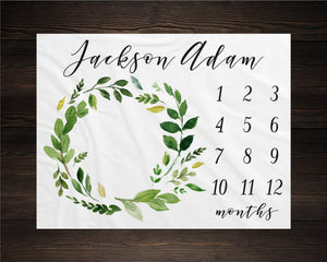 Greenery Boy Milestone Blanket