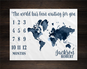 World Map Milestone Blanket