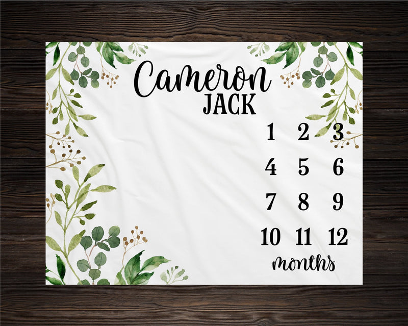 Greenery Boy Milestone Blanket
