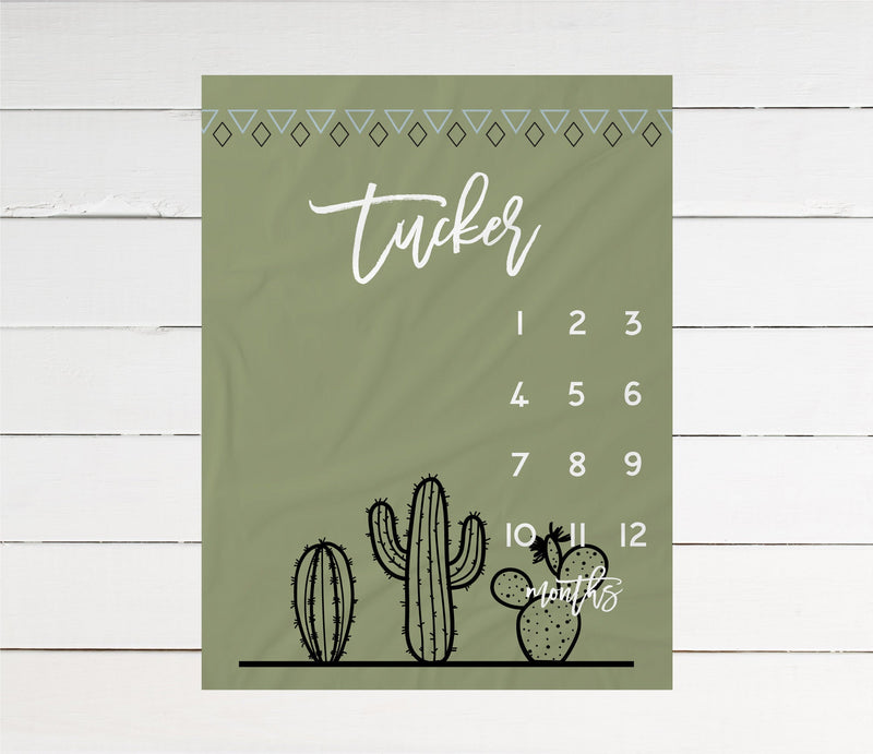 Cactus Boy Milestone Blanket